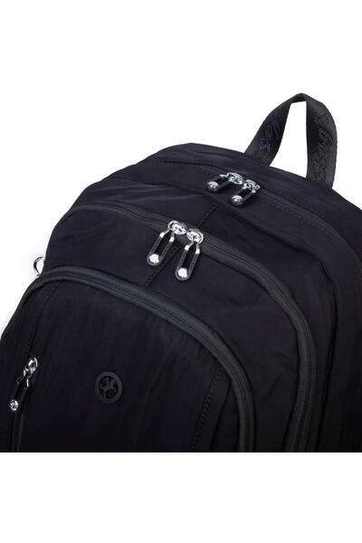 Nas Bag Unisex Large Size Lightweight Multi-Eye School Backpack (Width: 30 cm Length: 44 cm) Black