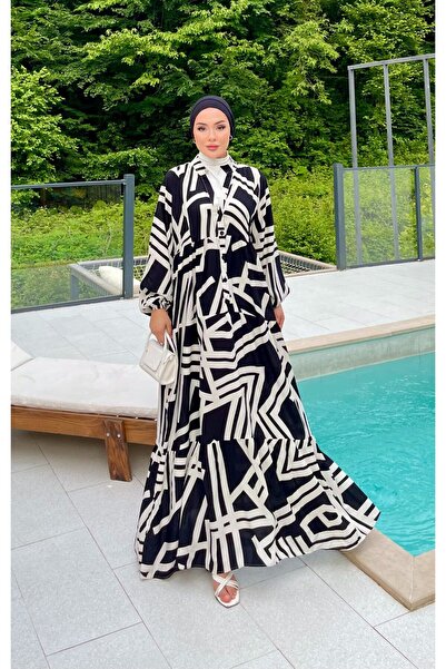 lurex moda فستان فيسكوز مخطط