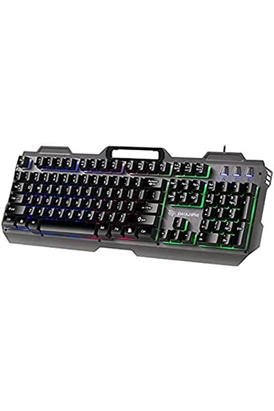 Datazone Keyboard Metal Panel Colorful Led Backlit Wired Desktop Keyboards Water Resistant USB Gamin