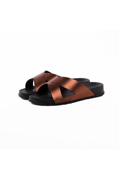 Onda Galaxy -x- Comfortable, Light Weight & Stylish Slide Slipper for Women Black & Brick