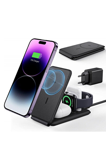ESR Wireless Charging Station 3in1 ESR, Qi2 15W, Set, Black