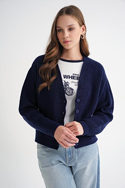 Mixray 6943 Жіночий V-подібний комір, Селонік, темно-синій