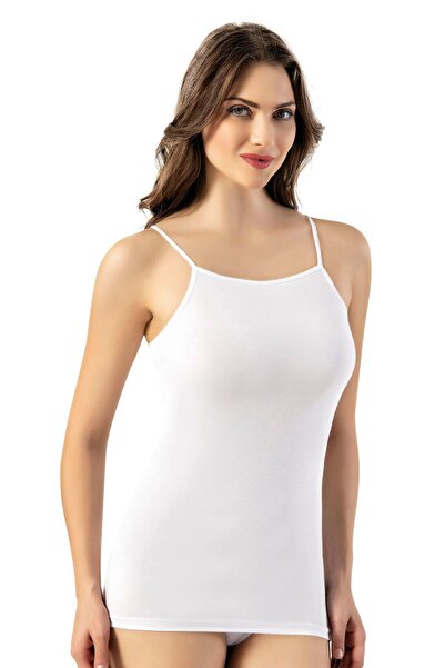 Bonnie Clyde Women's Cotton Thin Rope Strap Timeless Design Tank Top White Single - White - Bcp1.Kot-6I09X1-Be