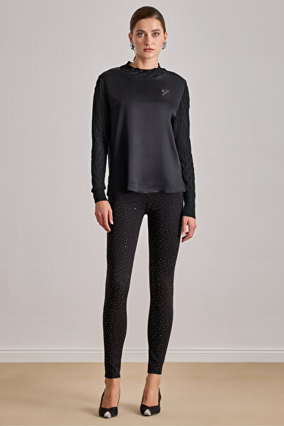 Guitar Yüksek Bel Siyah Örme Pantolon