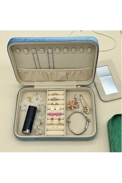 newnet Velvet Jewelry Box - Large Capacity Custom Jewelry Box with Zipper for Earrings Necklaces