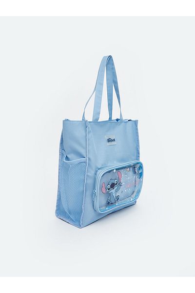 LC Waikiki Stitch Printed Girl's Shoulder Bag with Transparent Pocket Detail