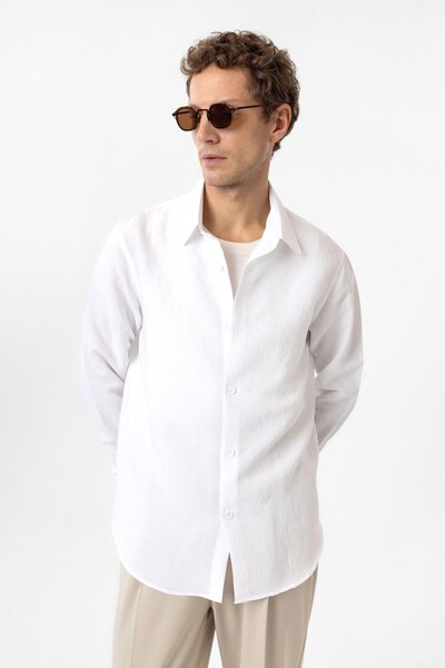 Antioch White Relax Fit Modal Fabric Men's Shirt