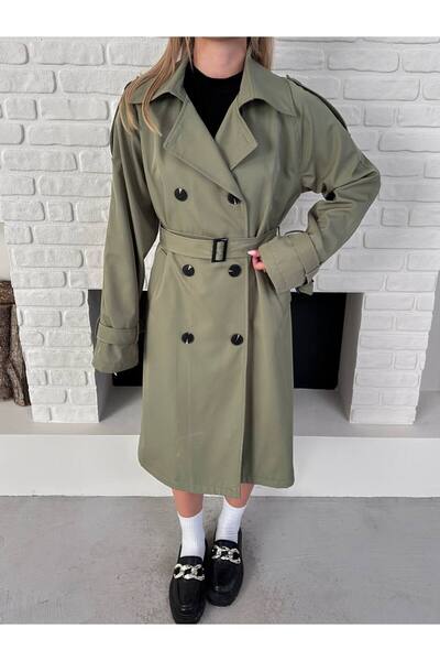 VESS MODA Women's Seasonal Button and Belted Long Trench Coat