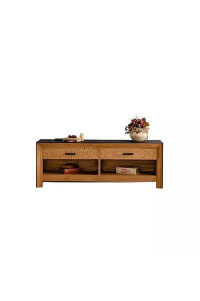 Homedit Comoda 160 cm din lemn masiv Wabi, comoda tv