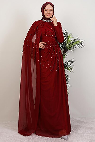 giz astore Asrın Boncuk Abiye Bordo