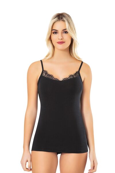 Astra Plus Women's Lace Tassel Detail Cotton Thin Strap Black Single - Black - Astpskoj-6O47T2-Si