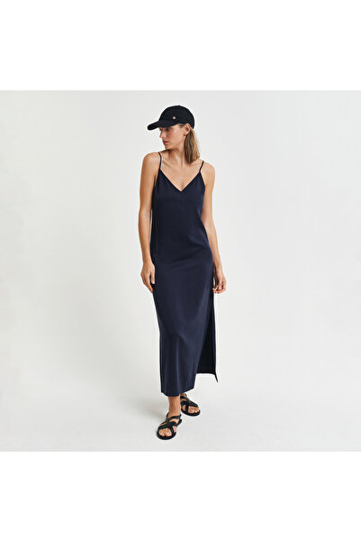 Gant Kadın Lacivert Regular Fit V Yaka Elbise