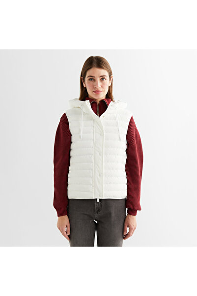 Gant Kadın Krem Regular Fit Kapüşonlu Kapitone Yelek