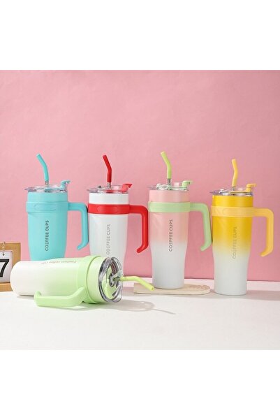 Mixbo Mixbo Adult Thermos, with Handle and Straw, Stainless Steel, Turquoise, 1.2 L