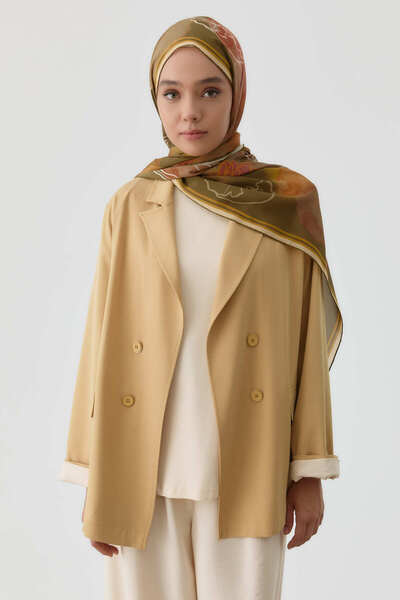 Tuğba Duble Kollu Kombinli Bluz Ceket Takım - Safran