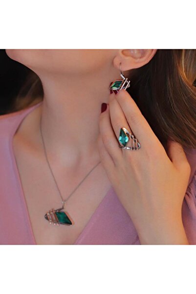 Necati Gün Peridot Taşlı Gümüş Otantik Set