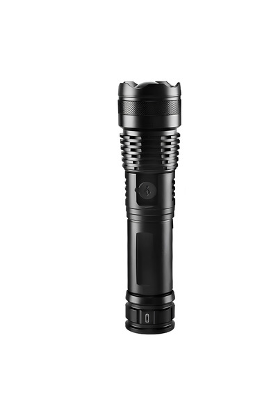 SpectrumPoint Professional LED tactical flashlight, adjustable focus, USB charging, brightness 10000 lumens, black