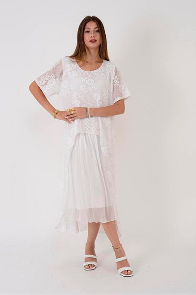 Park Moda Sn693 Silk Lining Gubure Lace Dress
