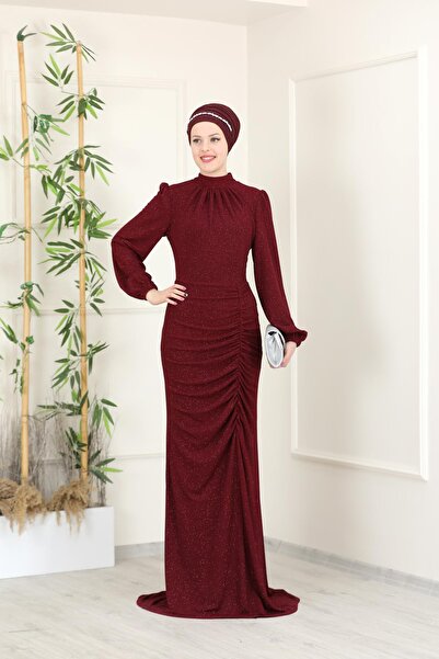 SUBU TASARIM Dream Evening Dress Burgundy Tbsesm16