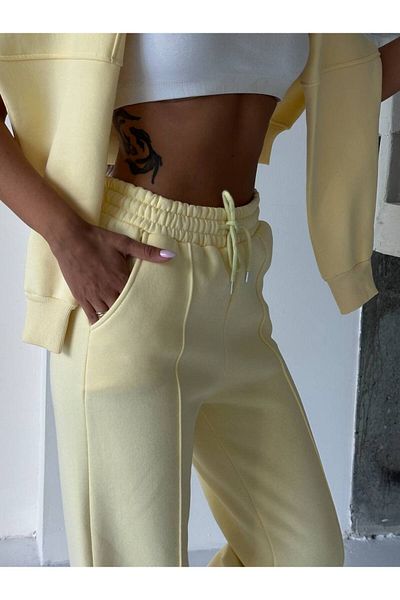 VESS MODA Women's Three Thread Combed Cotton Inside Raised Sweatpants