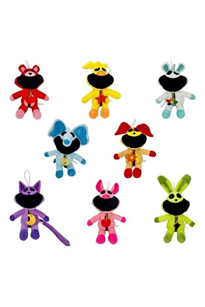 OEM Set 8 Plush Figurines, The Smiling Critters, Breloc Type, Multicolor, 18 cm