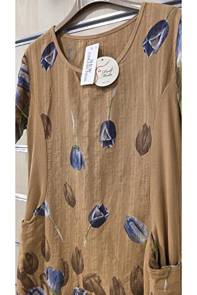 Park Moda Ιταλικό βαμβακερό κοντό φόρεμα με μοτίβο τουλίπας