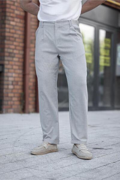Madmext Gray Relaxed Fit Men's Fabric Trousers E6577