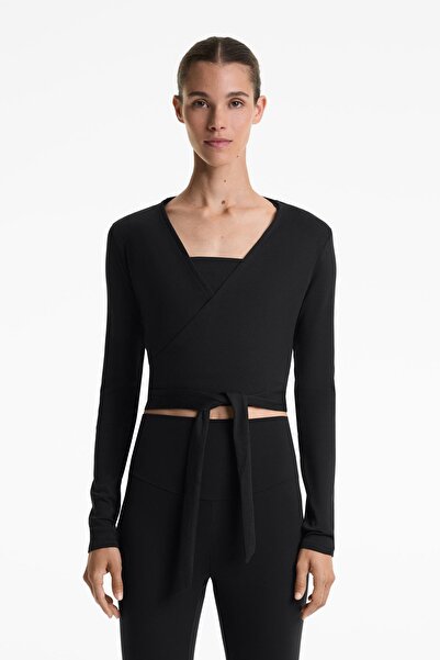 Oysho Rib cotton blend wrap top