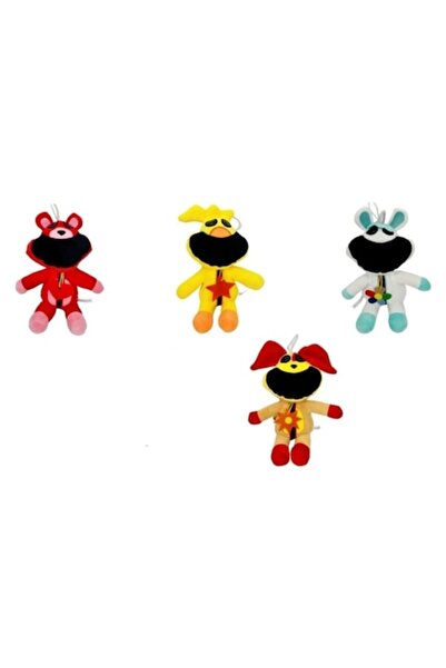 OEM Set 4 figurine de pluș, Creaturile Zâmbitoare, Breloc, Portocaliu/Galben,...