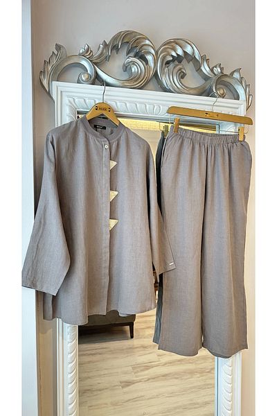 Invee 7145 Linen Suit - Mink