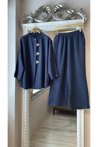Invee 7145 Linen Suit - Indigo