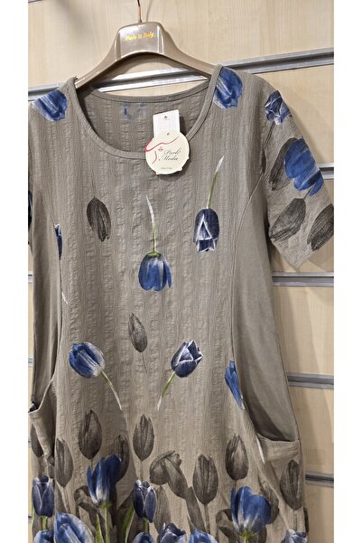 Park Moda Ιταλικό βαμβακερό κοντό φόρεμα με μοτίβο τουλίπας