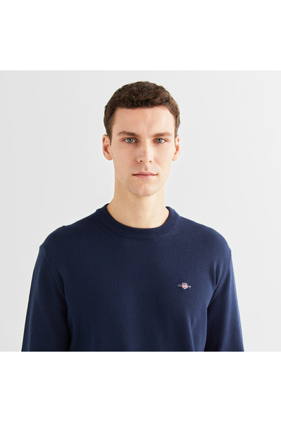 Gant Erkek Lacivert Regular Fit Bisiklet Yaka Kazak