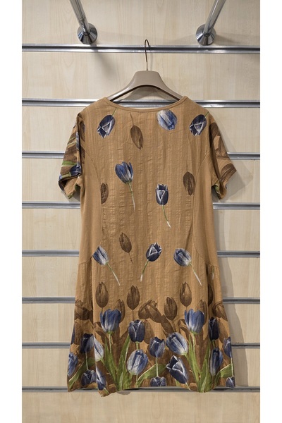 Park Moda Ιταλικό βαμβακερό κοντό φόρεμα με μοτίβο τουλίπας