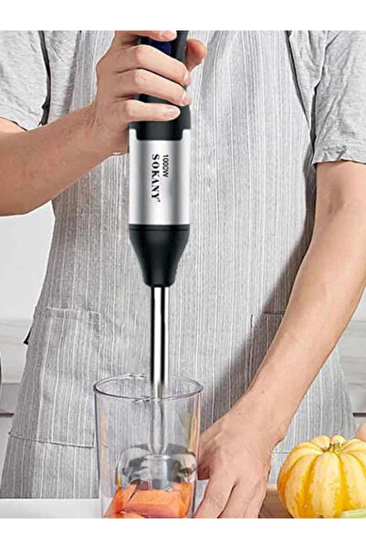 SOKANY خلاط يدوي بقوة 1000 واط مع 5 سرعات قابلة للتعديل + وظيفة توربو، يتضمن خفاقة، ومفرمة سعة 500 مل