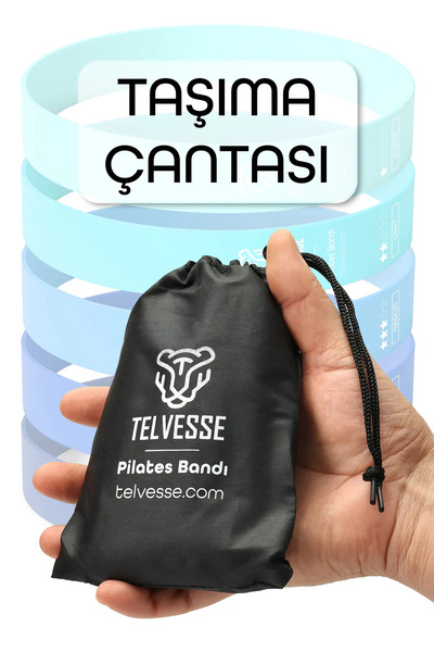 Ozsport 5 benzi de rezistență diferite pentru Pilates, cu geantă, latex, exerciții de aerobic, squat, banda de cauciuc, cu capăt închis, albastru