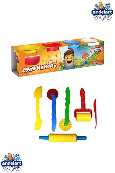 andelart 4'lü Büyük Boy Oyun Hamuru ve 6 lı merdaneli oyun hamuru Seti