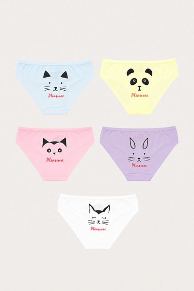 Katia&Bony Girl's Animal Printed 5-Piece Slip Panties