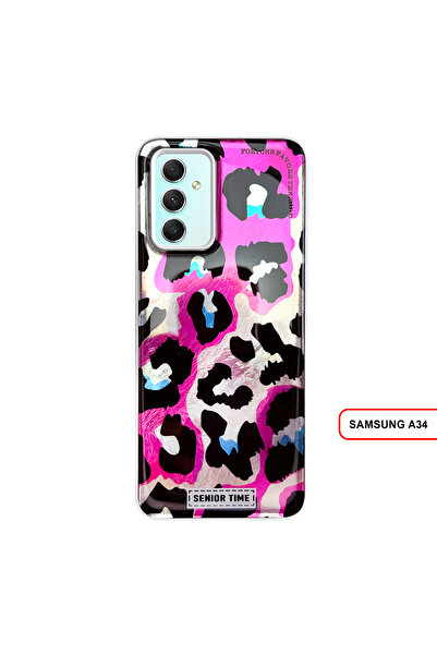 Samsung Galaxy A34 Compatible Luxury Leopard Patterned Silicone Phone Case