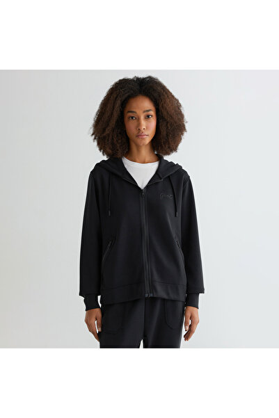 Gant Kadın Siyah Regular Fit Kapüşonlu Logolu Sweatshirt