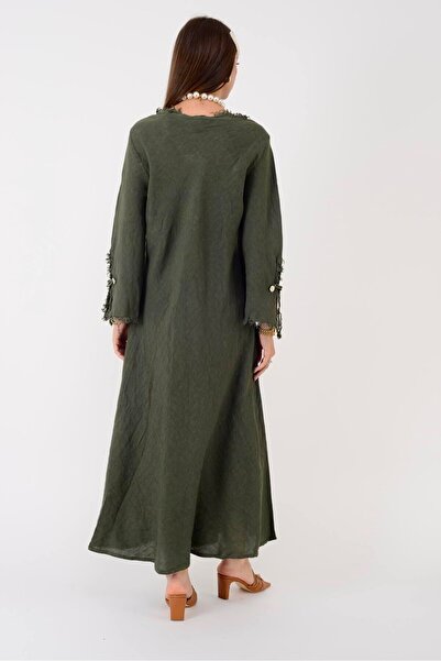 Park Moda 146923 LYON VEREV KESİM V YAKA KETEN ELBİSE
