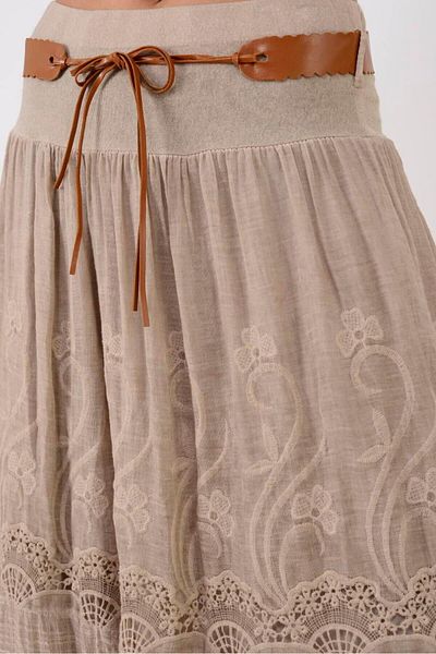 Park Moda Sn722 Belt Detail Cotton Skirt