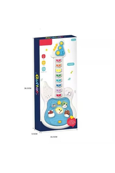 Mixbo Jucărie interactivă de chitară cu sunete și lumini, plastic, albastru, 3+ ani