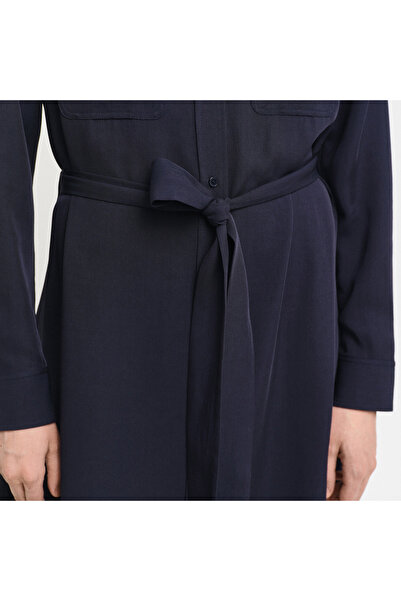 Gant Kadın Lacivert Regular Fit Düğmeli Yaka Elbise