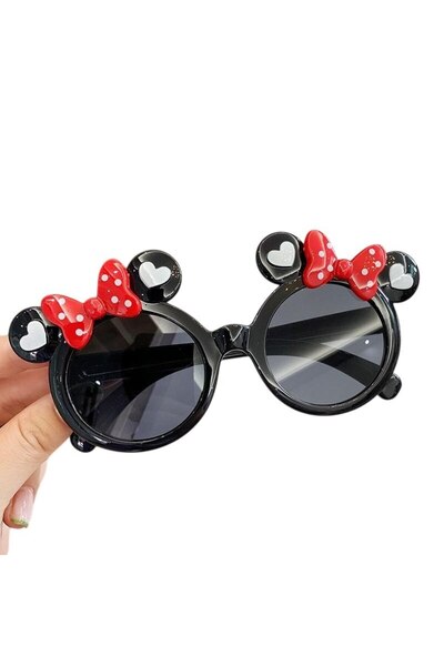 Mixbo Ochelari de Soare pentru Copii Mixbo, Marime Universala, Negri cu Fundite Rosii, Plastic