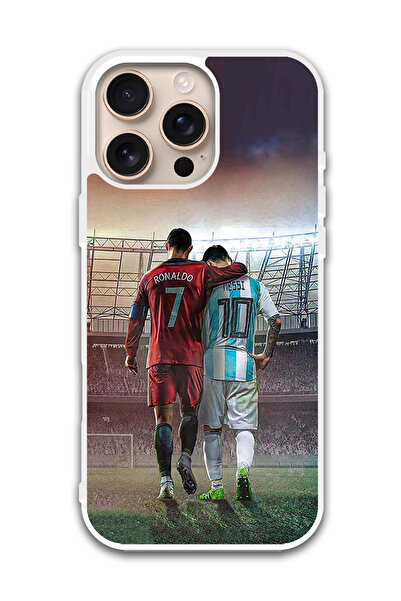 Theodor غطاء حماية لهاتف أبل آيفون 16 برو رونالدو ميسي (مصد أبيض)