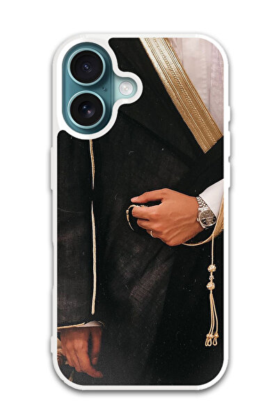 Theodor غطاء حماية لجهاز أبل آيفون 16 - تصميم عربي (مصد أبيض)