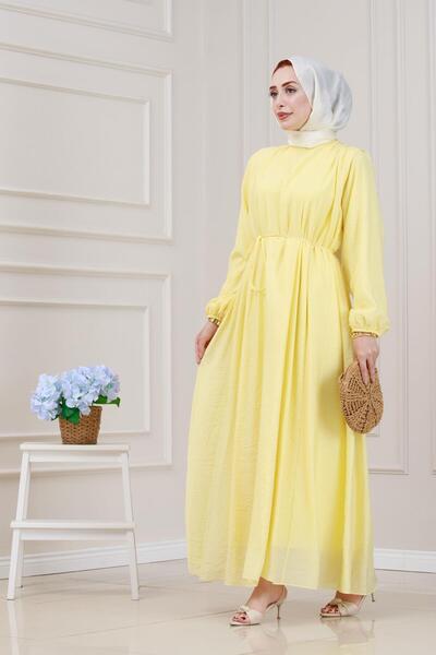 Sevitli Pera Dress with Tie-Up at the Waist-Yellow