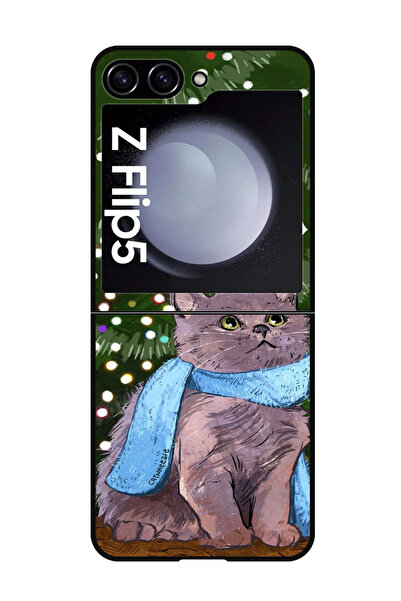 Theodor جراب واقٍ مضاد للخدش والصدمات لهاتف Samsung Galaxy Z Flip 5 بتصميم قط...