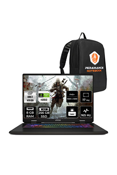 MSI SWORD 17 HX i7-14700HX 8GB 256GB SSD RTX4060/8GB 105W 17" FHD+ 165HZ FDOS...